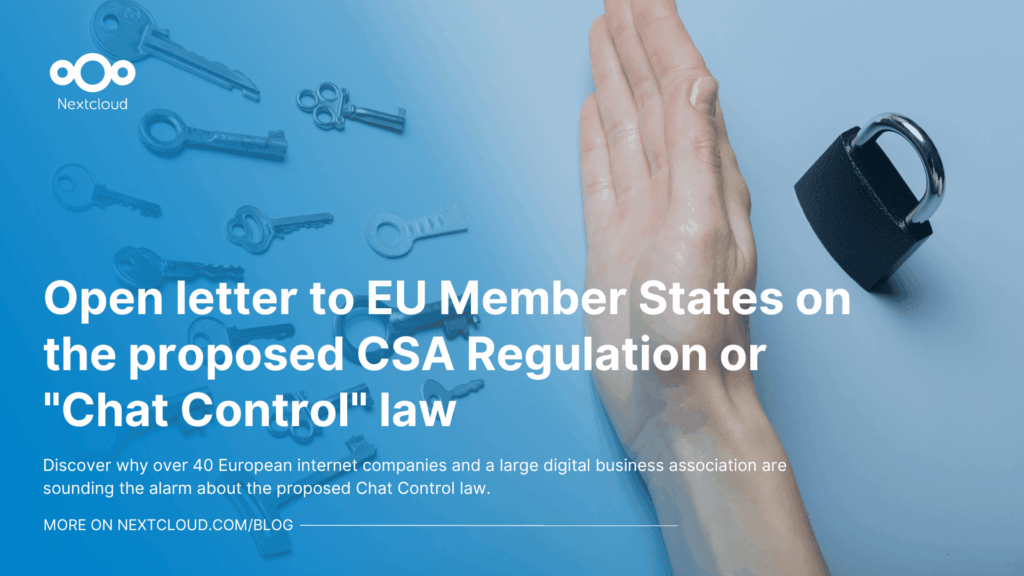 Featured image for blog post "Open letter to EU Member States on the proposed CSARegulation". A hand blocks a range of keys aiming at a lock.